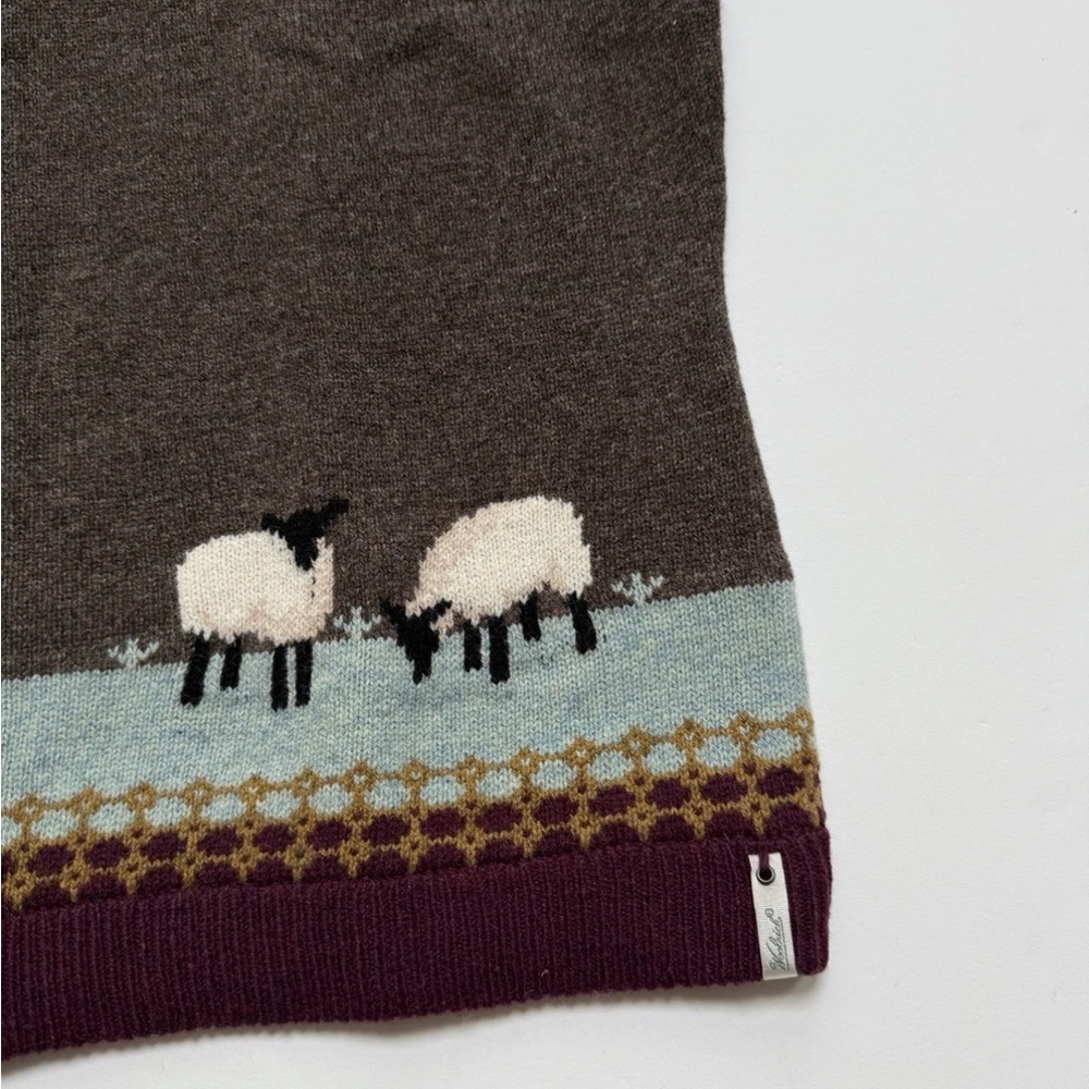 Woolrich Sweater Vest Women’s Sz L Brown Lambswool Full Zip Farm Sheep - Picture 2 of 6